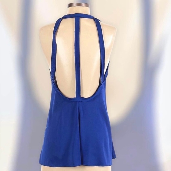 BCBGMAXAZRIA 100% Polyester Solid Blue Sleeveless Blouse Size XXS - Picture 3 of 4